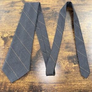 Ron Leal Silky Wool‎ Necktie Men's Black Striped  Formal Career Canada Made